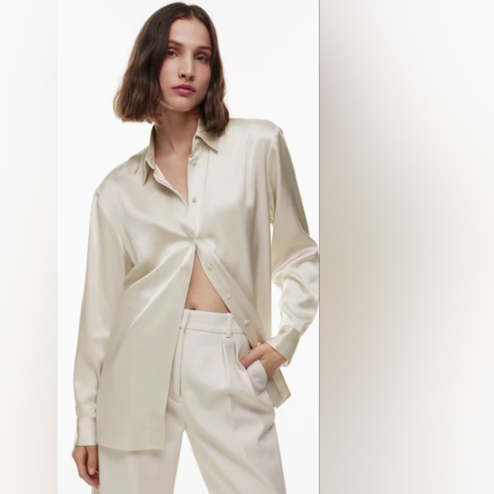 BABATON Sable Cream Satin Shirt XS